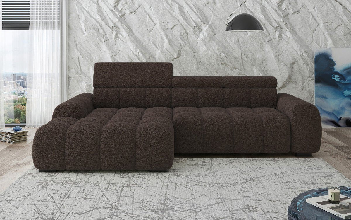 Designer Sofa Elaro L mit elektrischer Sitzerweiterung in Bouclé