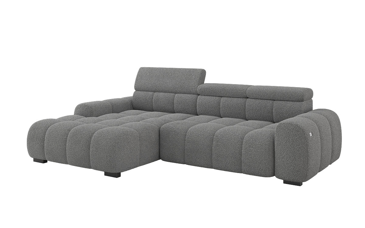 Designer Sofa Elaro L mit elektrischer Sitzerweiterung in Bouclé
