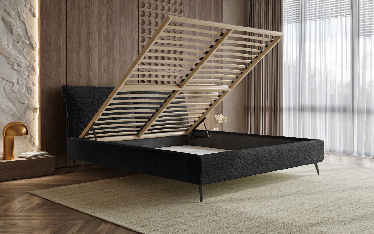 Designer Polsterbett Zoe Bouclé mit Stauraum