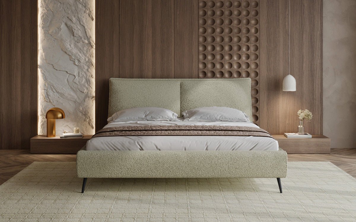 Designer Polsterbett Zoe Bouclé mit Stauraum