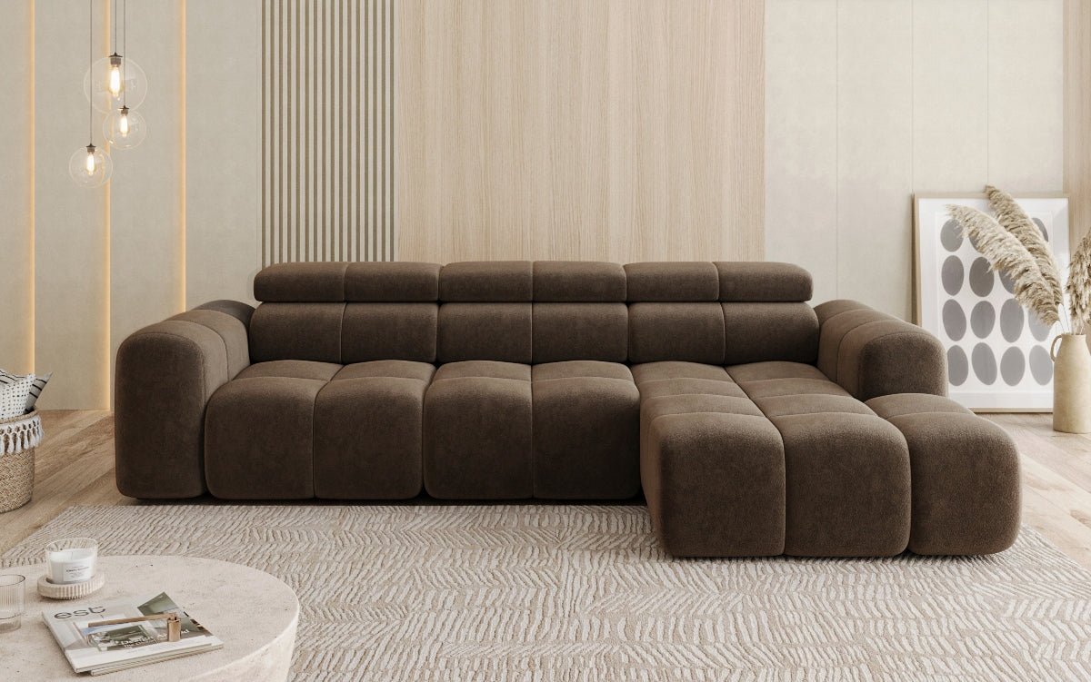 Designer Sofa Mia L mit elektrischer Sitzerweiterung in Chenille