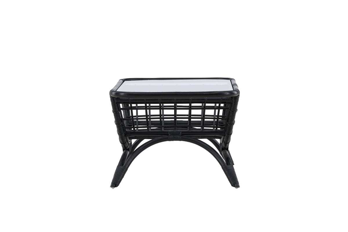 Garten Couchtisch Sarina - Aus Rattan und Glas in Schwarz