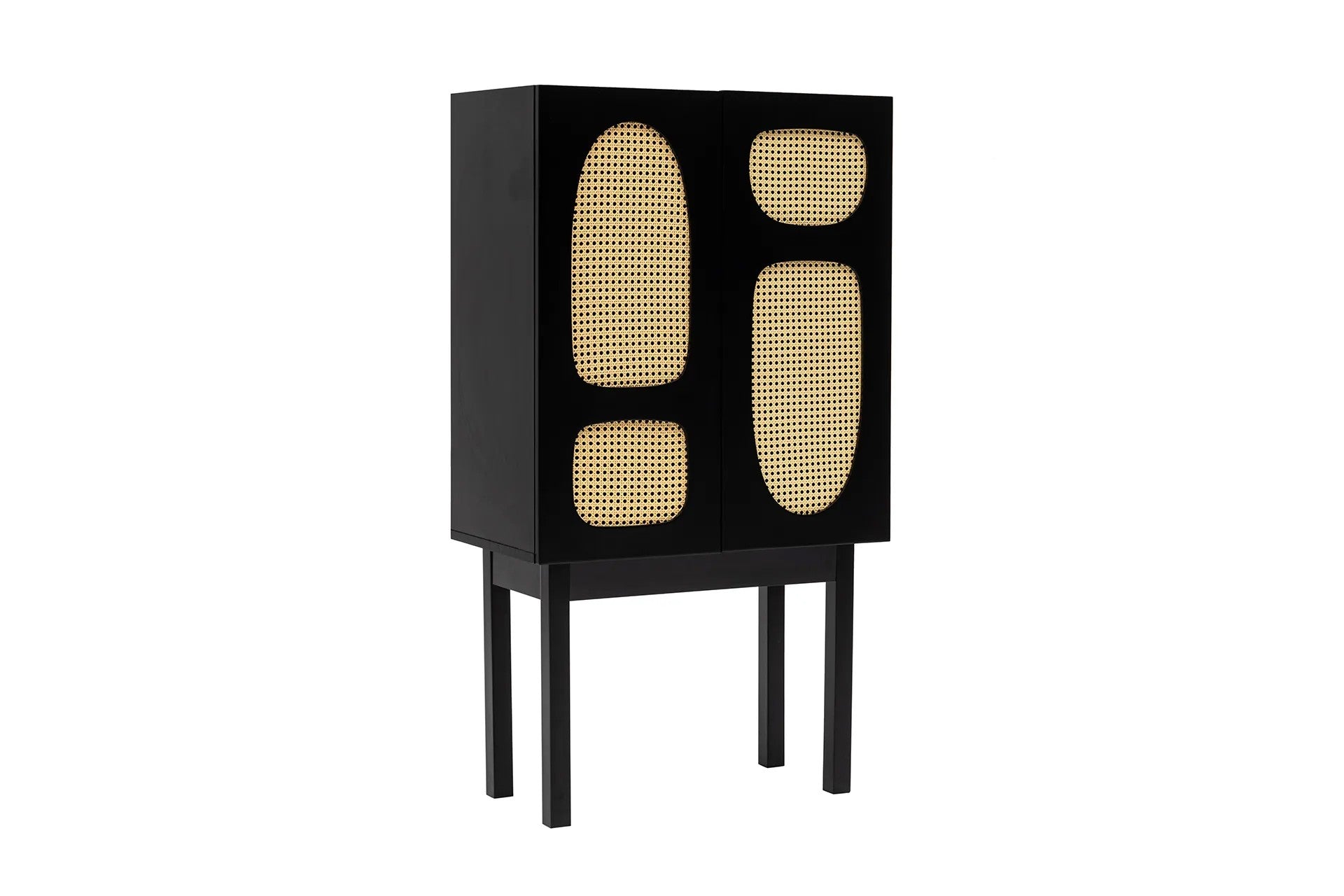 Designer Kommode Jorvella - aus Schwarz beschichtetem Holz