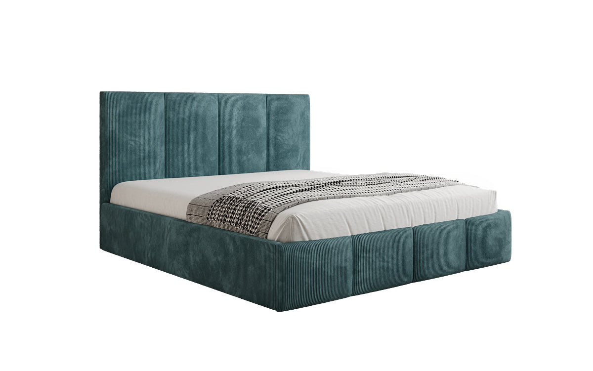 Designer Polsterbett Mina in Cord mit Stauraum