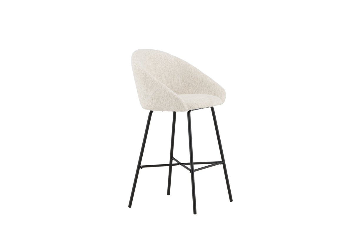 2er Set - Barhocker Briska mit Sitz aus weißem Teddyfell