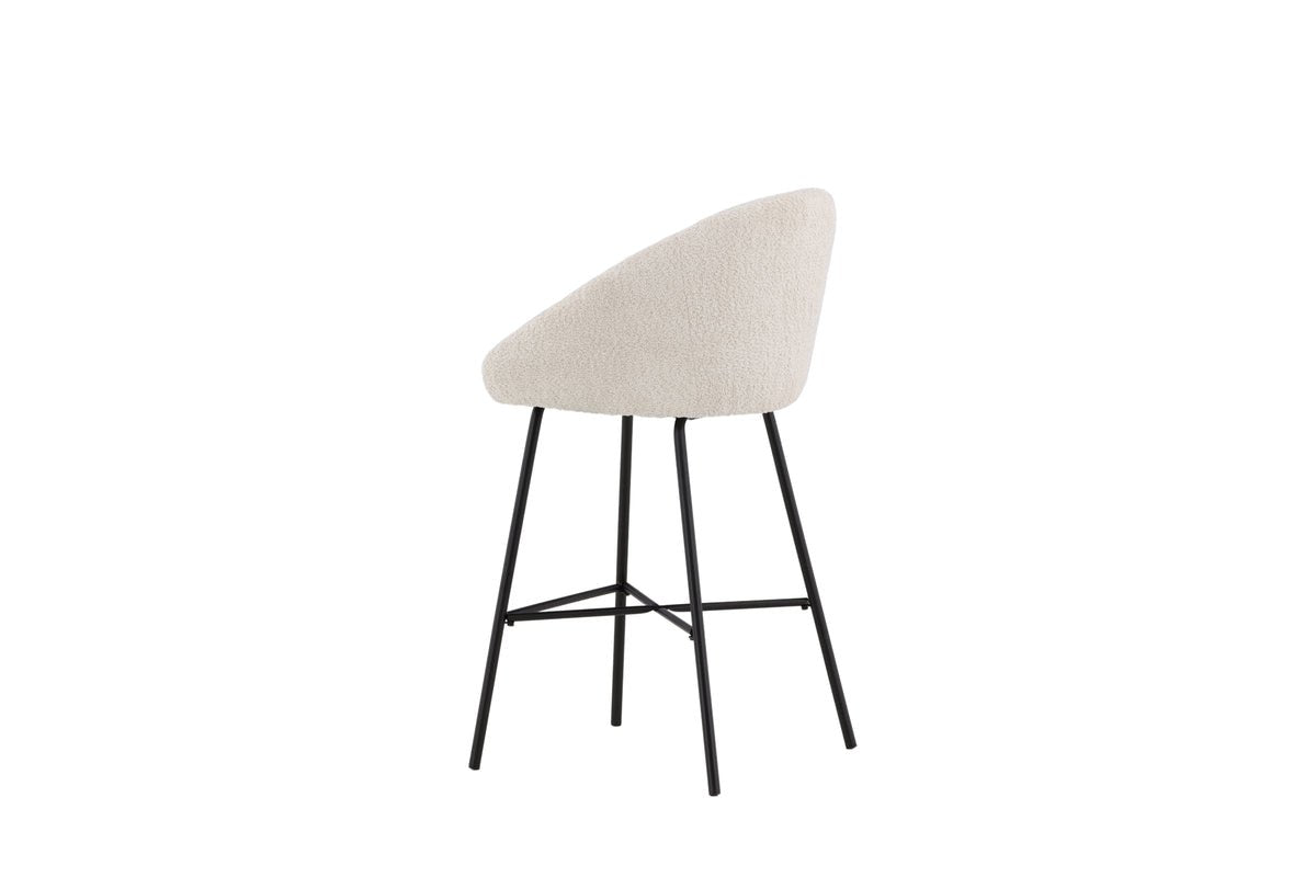 2er Set - Barhocker Briska mit Sitz aus weißem Teddyfell