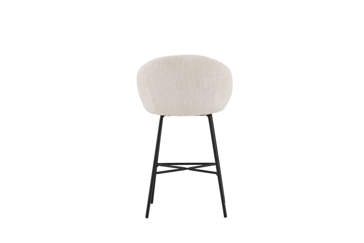 2er Set - Barhocker Briska mit Sitz aus weißem Teddyfell
