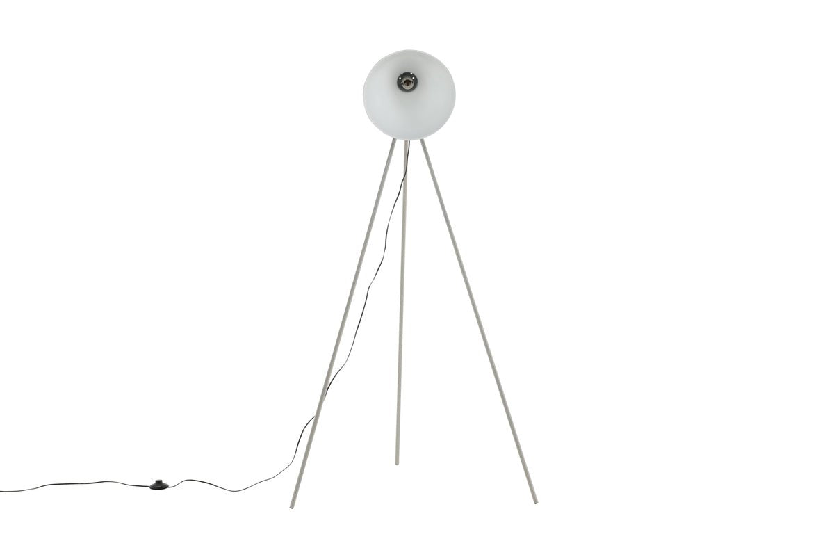 Stehlampe „Amsterdam“ – Dreifuß mit großem Schirm sorgt für ruhige Akzente