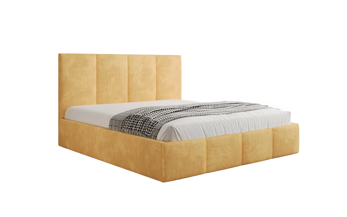 Designer Polsterbett Mina in Cord mit Stauraum