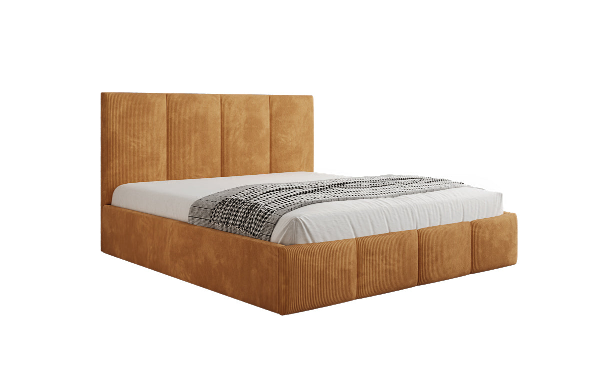 Designer Polsterbett Mina in Cord mit Stauraum