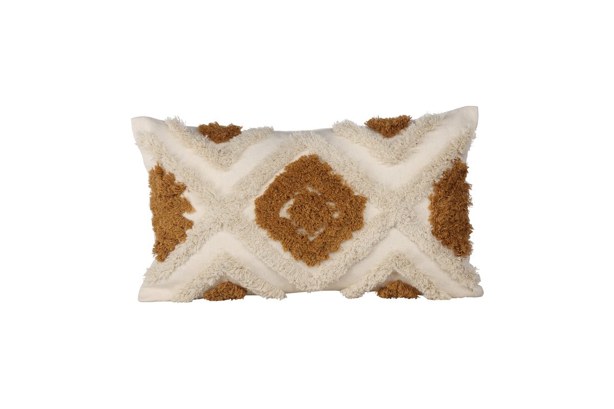 Kissenbezug Cadiz - 50x30 cm mit braun-weißem Rautenmuster