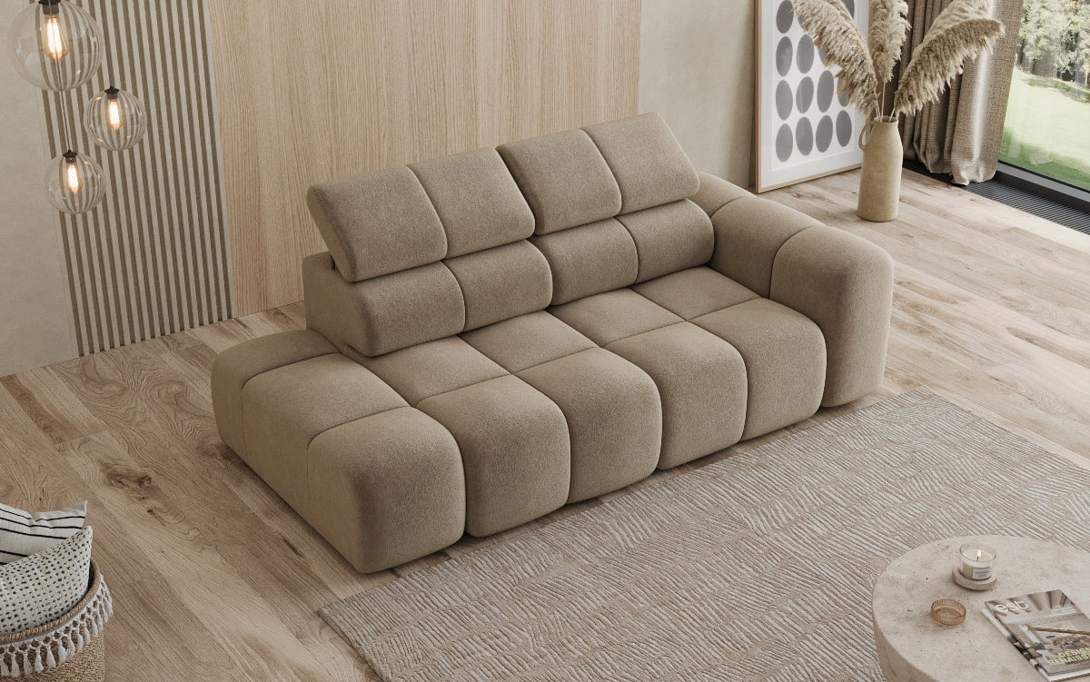 Designer Sofa 3-Sitzer mit Chaise Longue Mia in Chenille