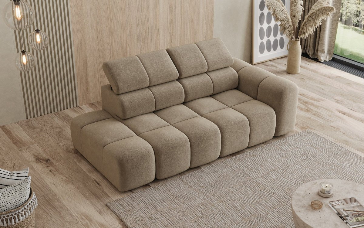 Designer Sofa 3-Sitzer mit Chaise Longue Mia in Chenille