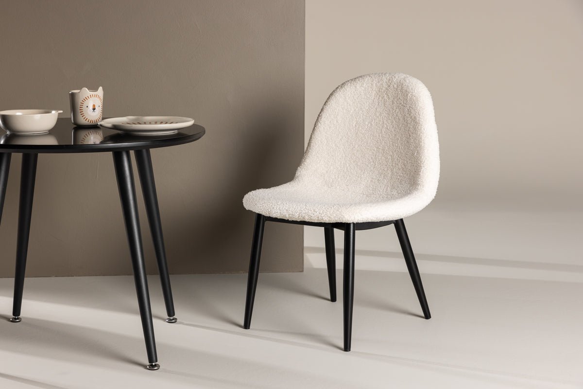 Kinderstuhl Pola – 2er-Set in Weiß mit schwarzen Beinen