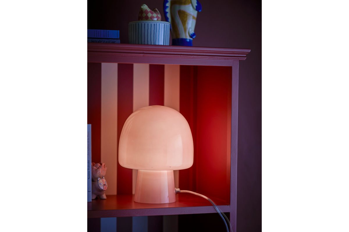 Tischlampe Nysa – Glasleuchte in organischer Pilzform