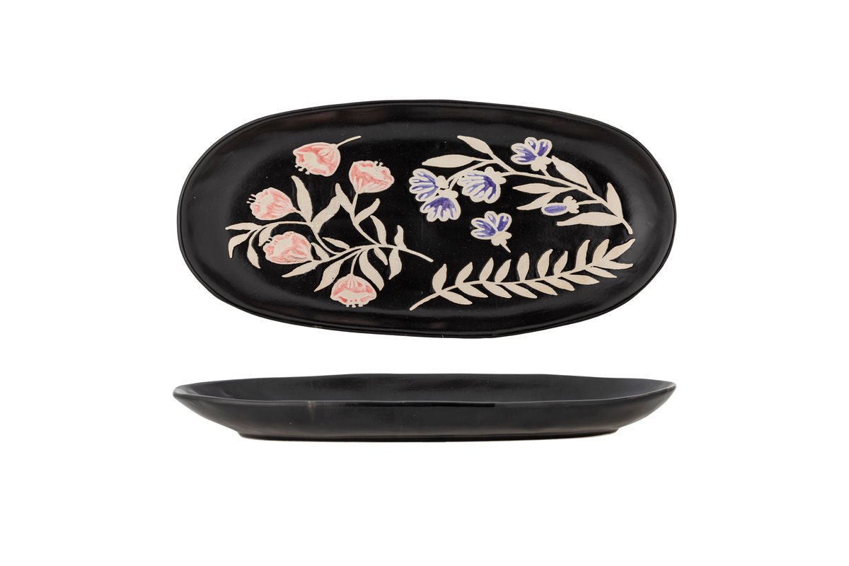 Servierplatte Maribel – Geprägtes Blumendesign in bunten Naturtönen