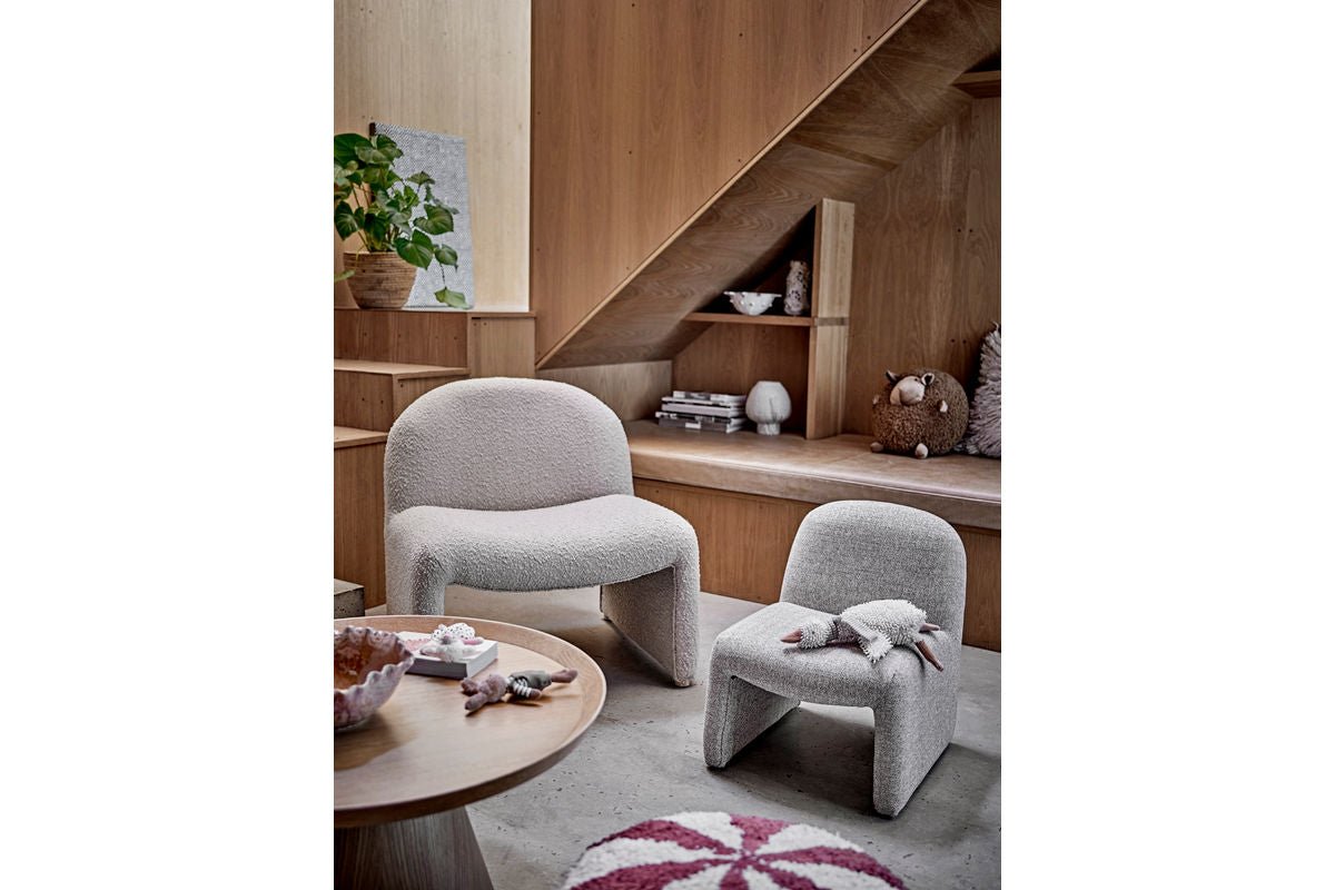 Kinderstuhl „Noah“ – Grau, gepolstert mit Stoffbezug