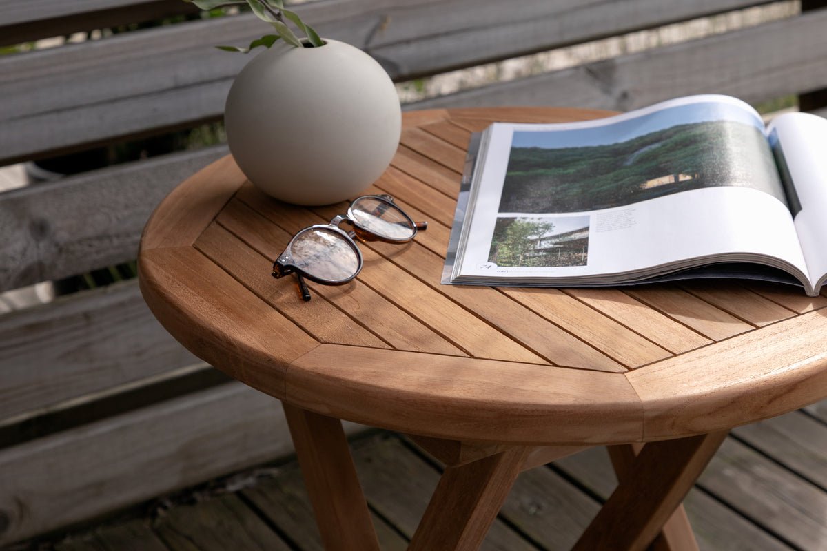 Kaffeetisch Hans - Ø50 mit Teakholz in Natur-Optik