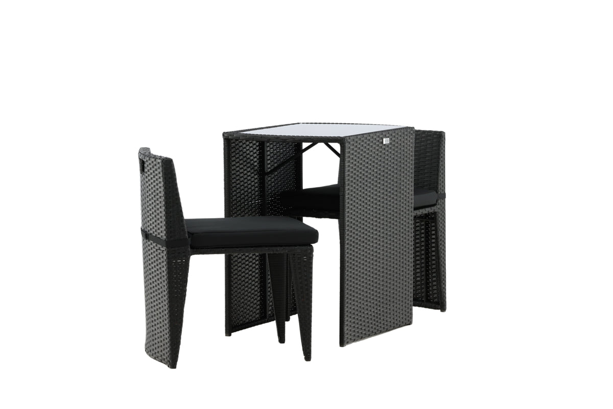 Balkonset Bob - in wahlweise schwarzem oder grauem Rattan