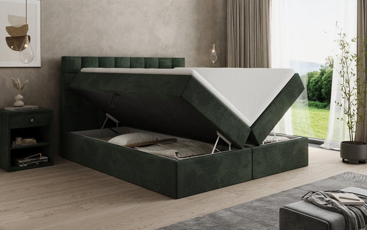 Boxspringbett Como in Cord mit Stauraum