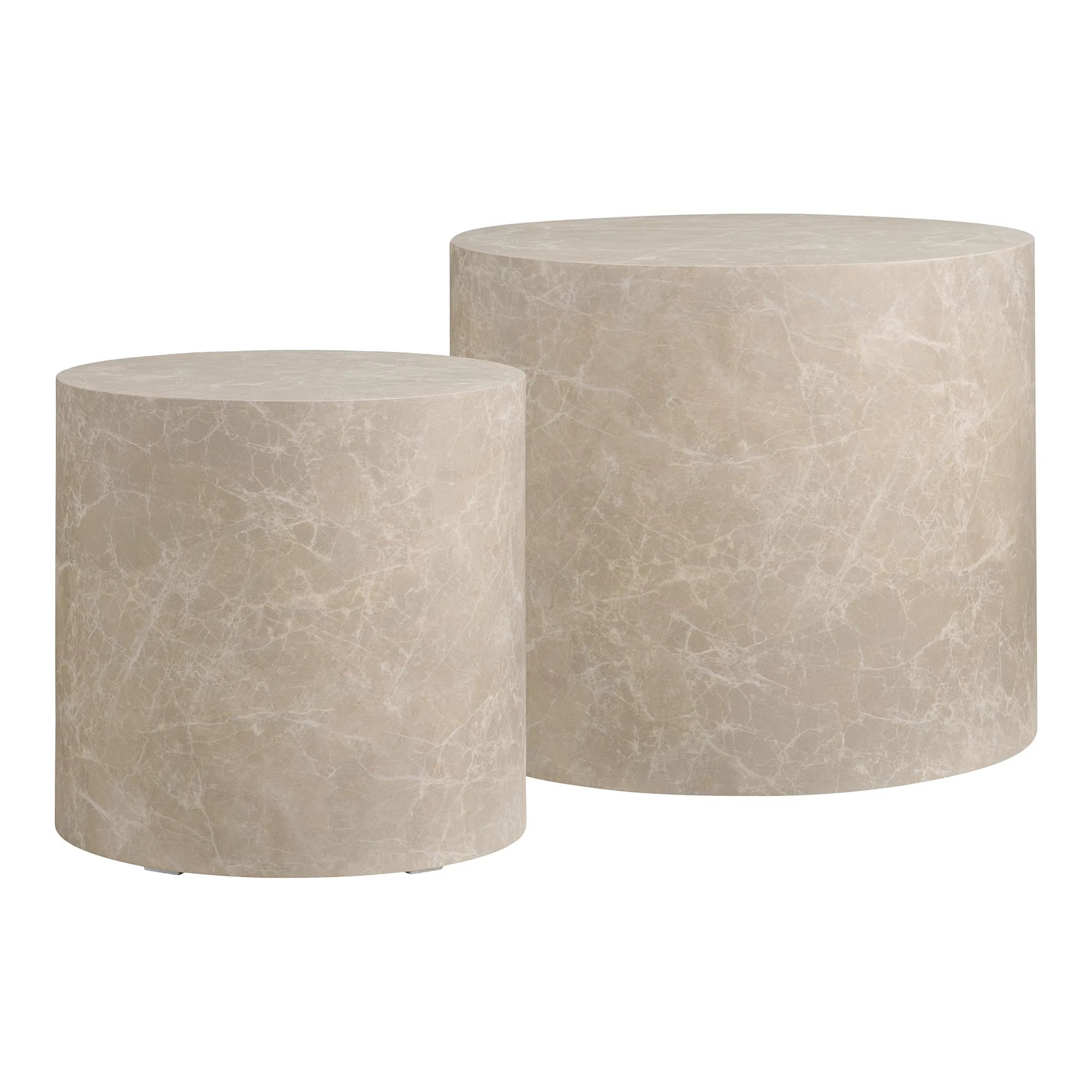 Designer Couchtisch Paris 2er Set Rund in Marmor Optik