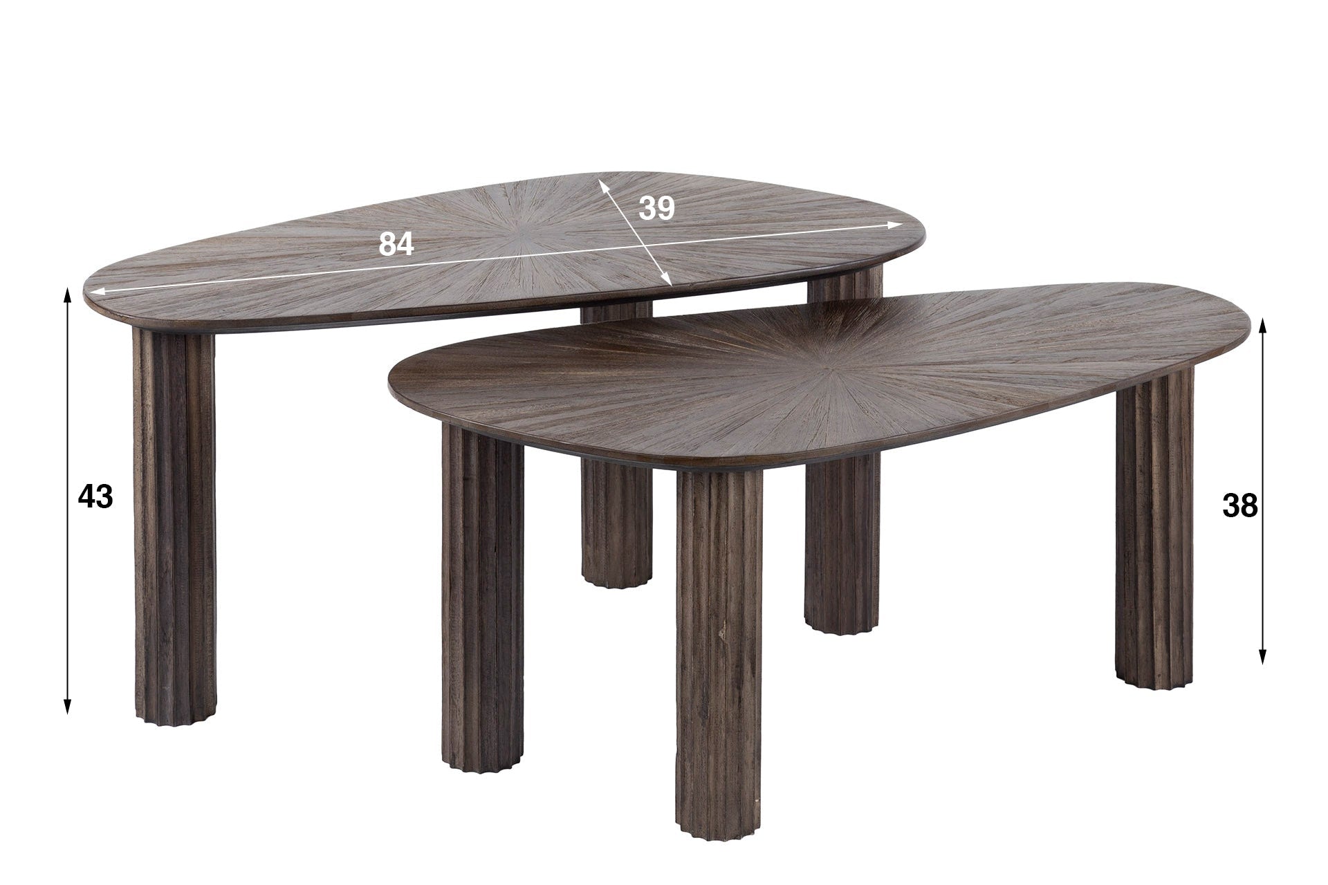 Couchtisch Dunara - 2er Set aus hochwertigem Teakholz in dunkelbraun