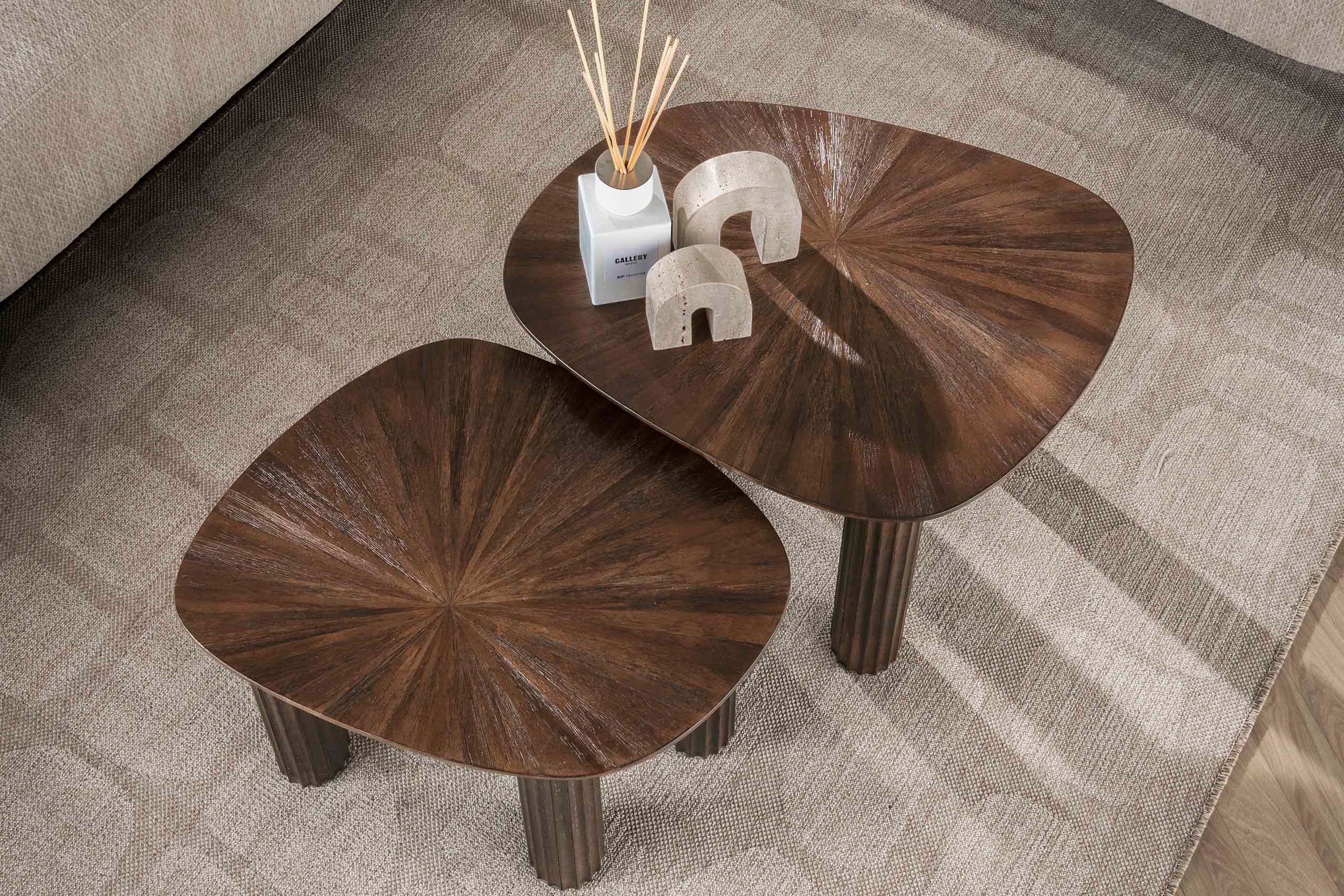 Couchtisch Kivara - 2er Set aus hochwertigem Teakholz im Viereck-Design