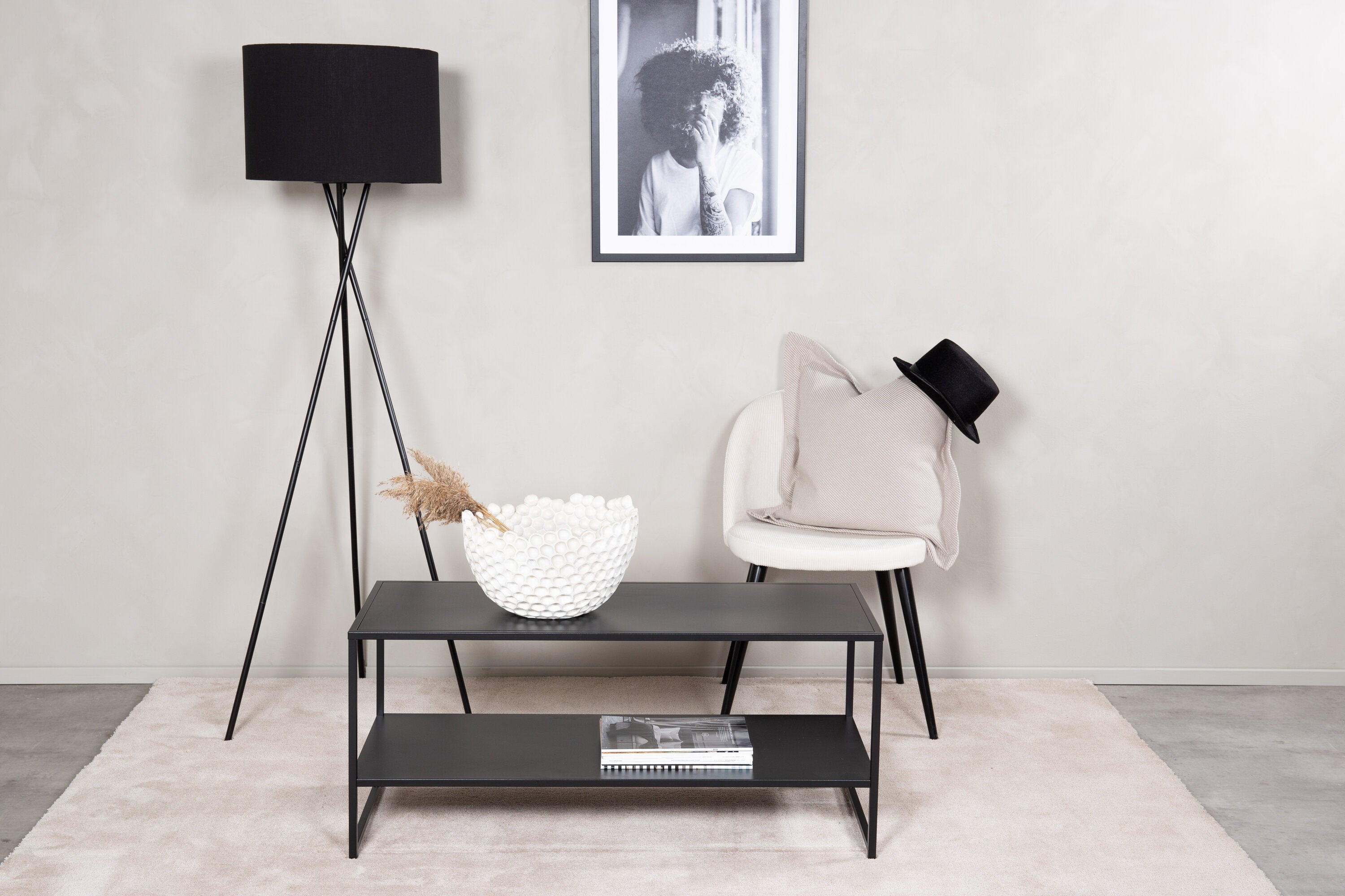 Beistelltisch Baar - mit Ablagefläche in Schwarz