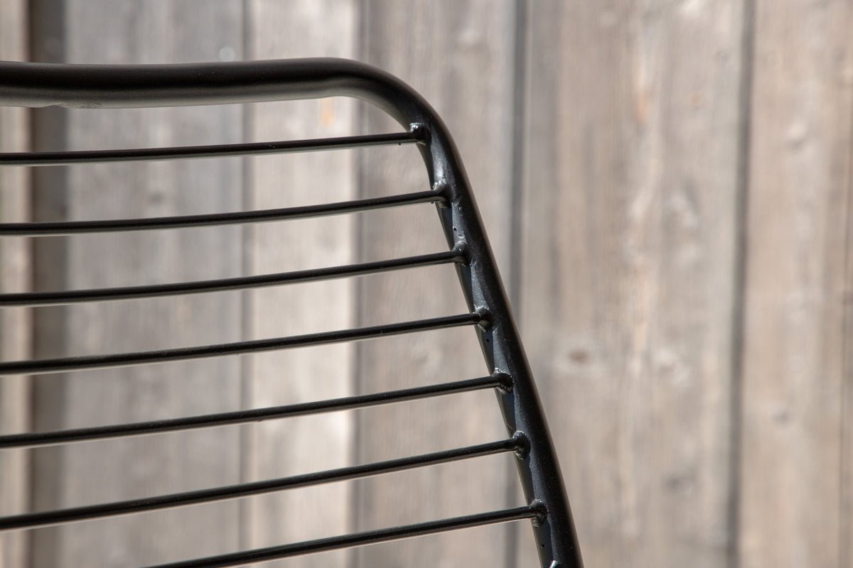 2er Set - Gartenstuhl Navi - schwarzer Stuhl aus Stahl inklusive Sitzkissen