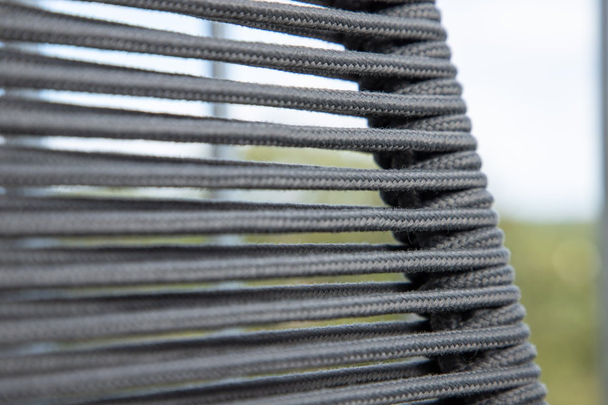 2er-Set Gartenstuhl Sia - Barhocker in dunkelgrau aus robustem Seilmaterial