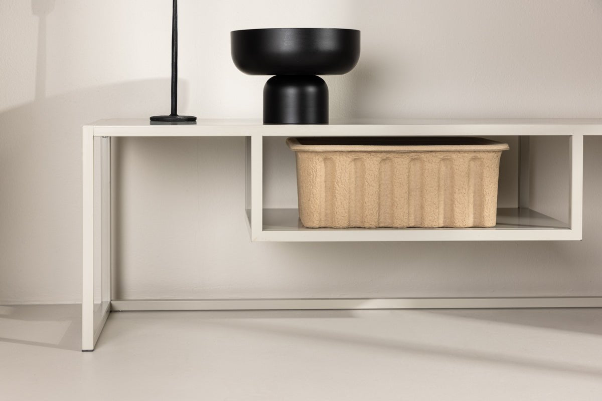 Designer TV-Lowboard Arvigo – Beige/Schwarz, Matt, aus Stahl