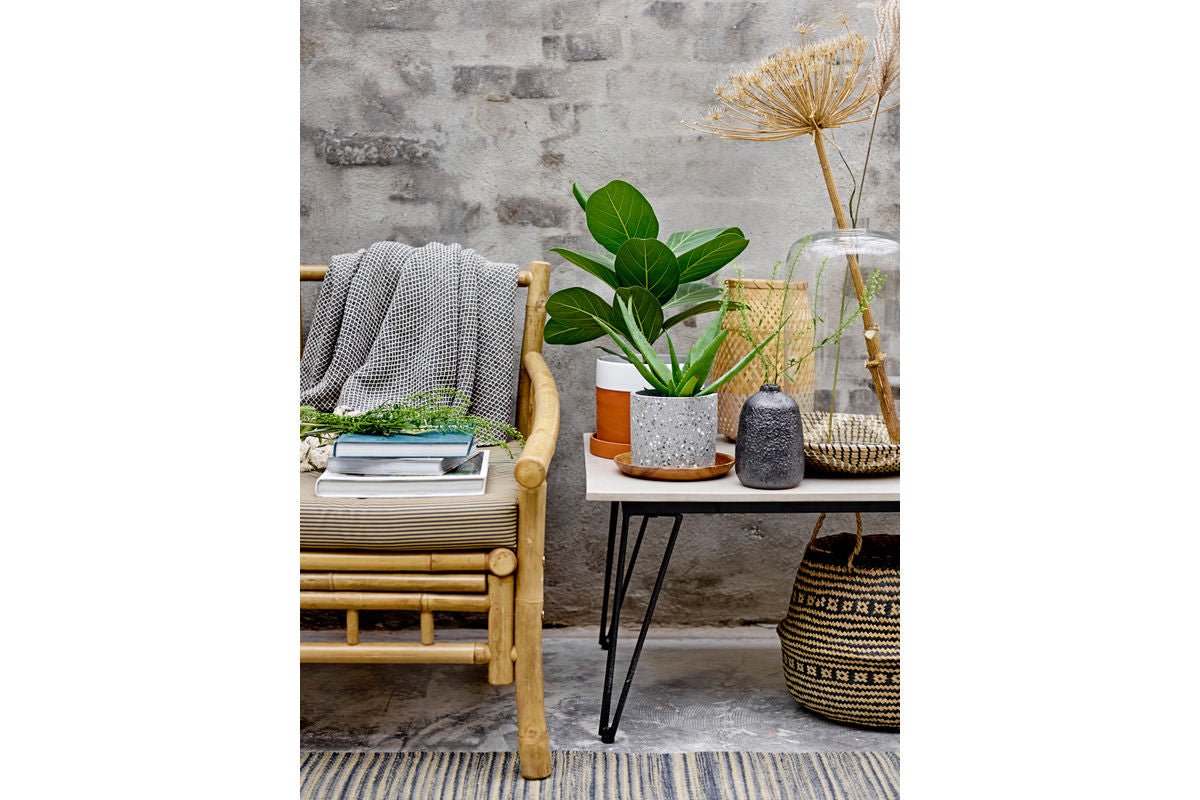 Überwurfdecke Tula – Blau, aus recycelter Baumwolle