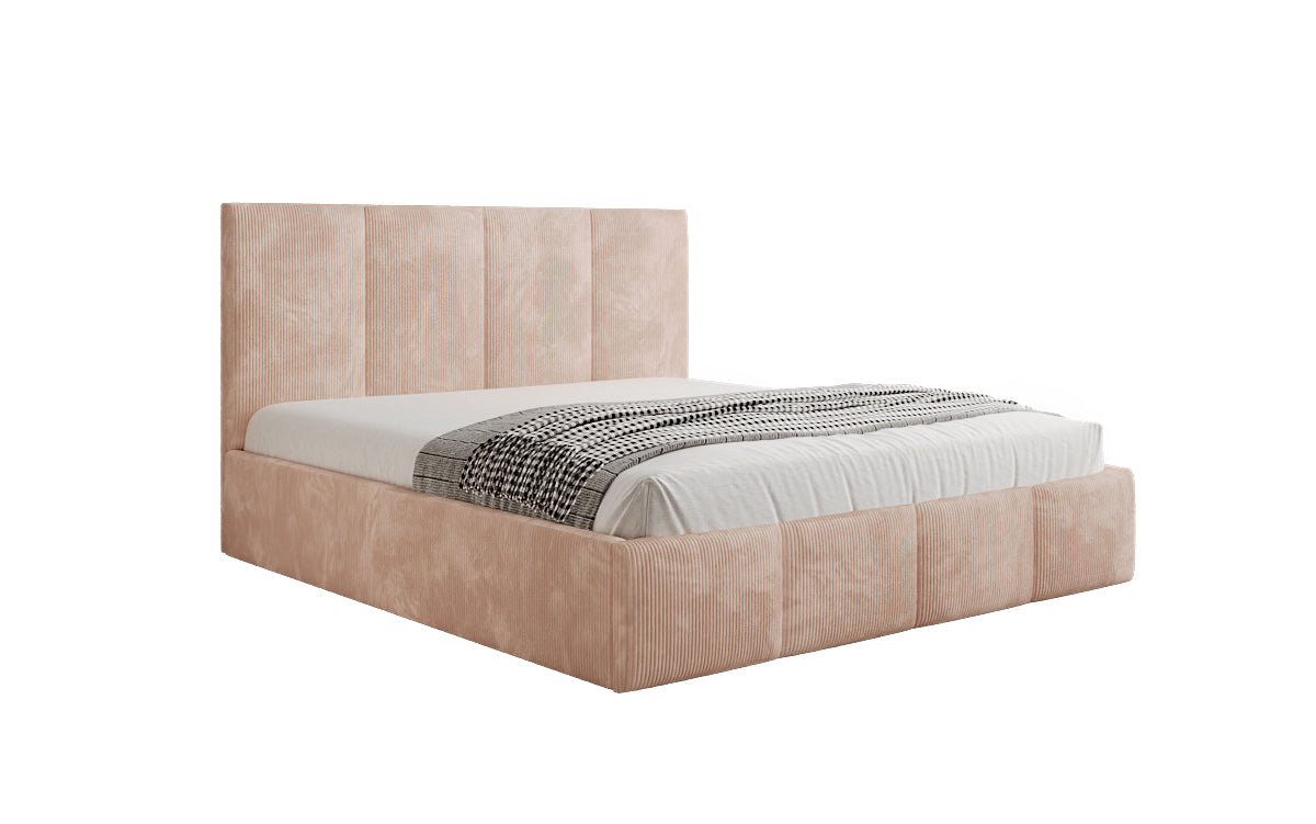 Designer Polsterbett Mina in Cord mit Stauraum