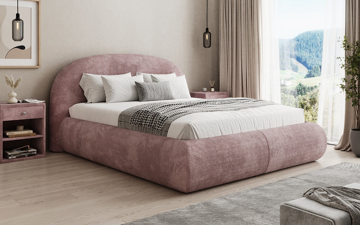 Designer Polsterbett Loop in Cord mit Stauraum