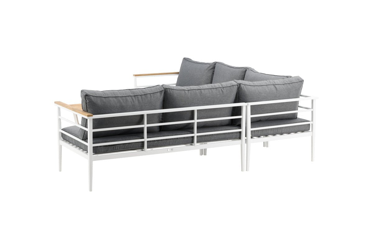Lounge Set Puerto – aus Metall mit Teakholz-Details, inkl. Kissen