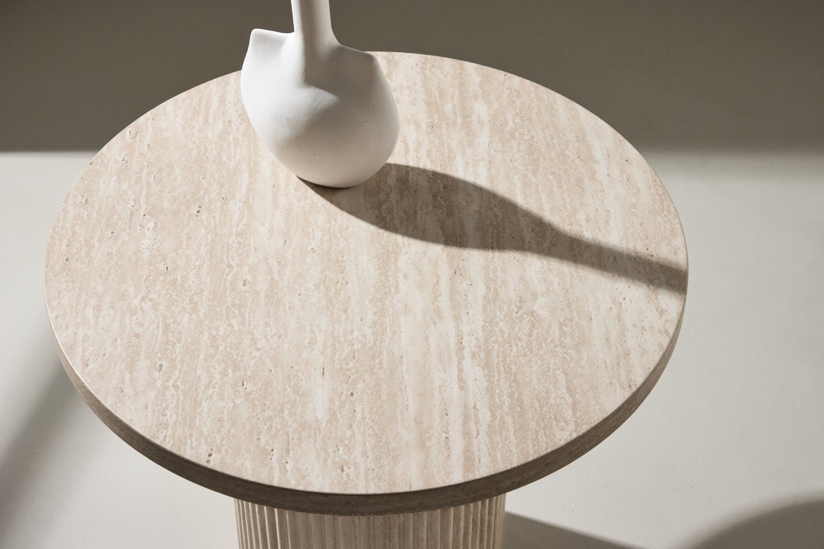 Couchtisch/Beistelltisch Tino - mit geriffeltem Standfuß