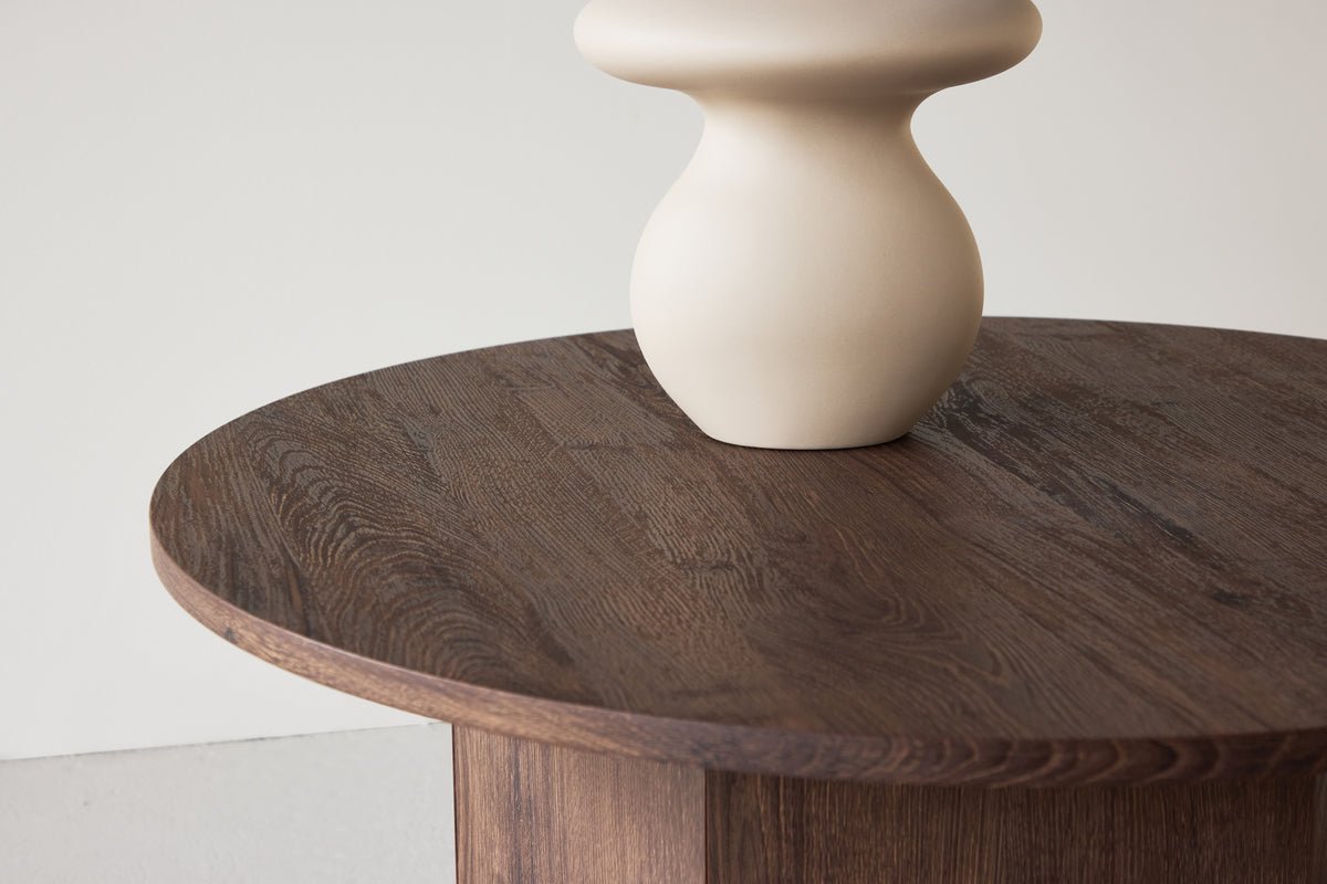 Couchtisch Keralo Big - stylischer Rundtisch in Holzoptik