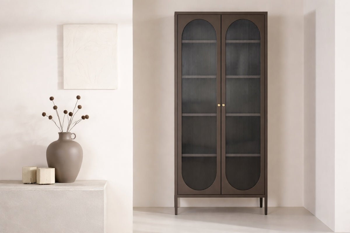 Vitrine Belano - Mit 2 Türen und Wellenglas