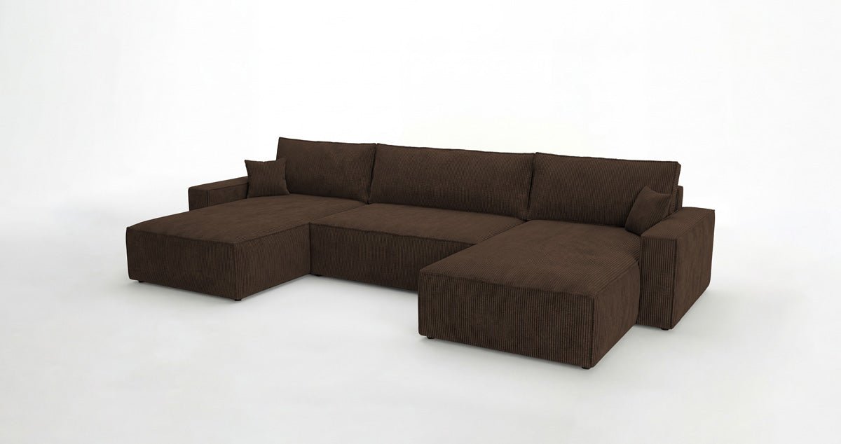 Designer Sofa Vienna U mit Schlaffunktion und Stauraum in Cord