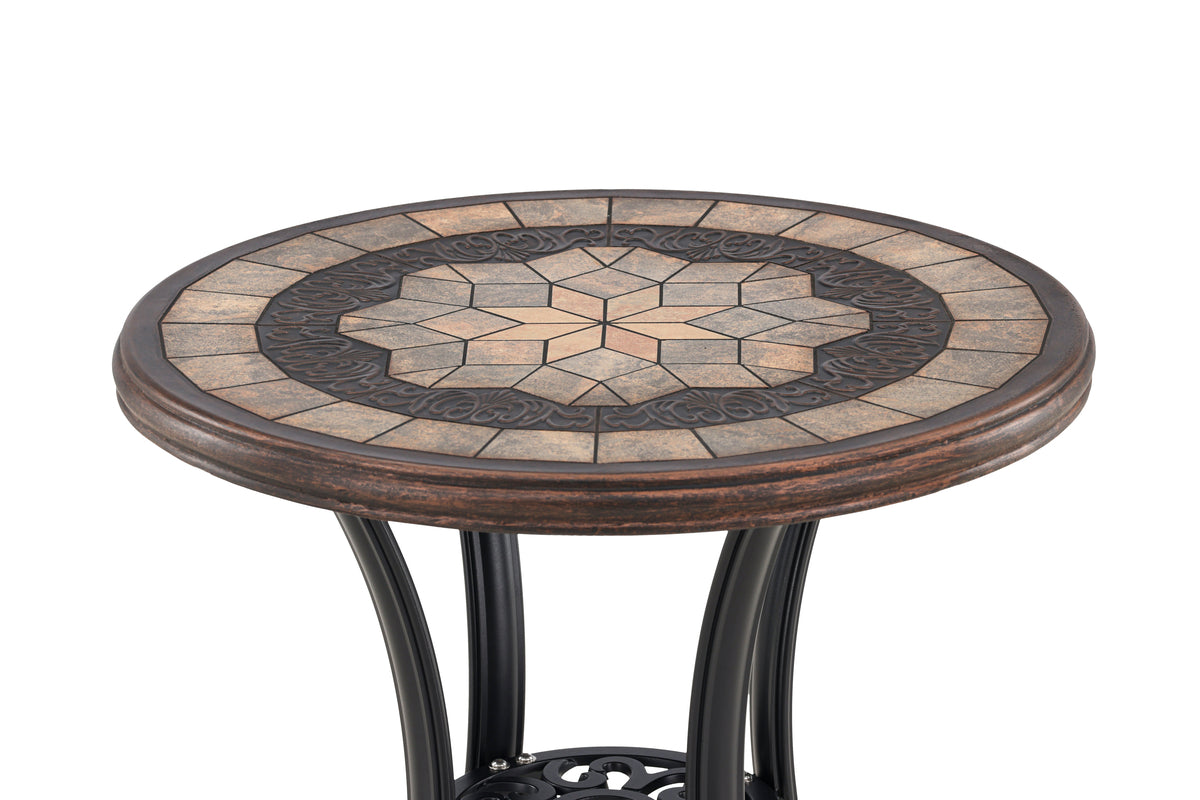 Kaffeetisch Lejla - Ø60 mit brauner Tischplatte aus Faserzement