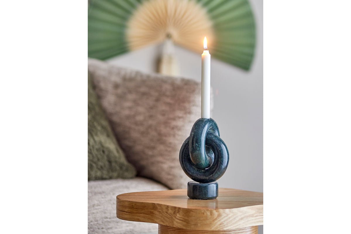 Kerzenhalter Arvik – Skulpturaler Marmor in Grün