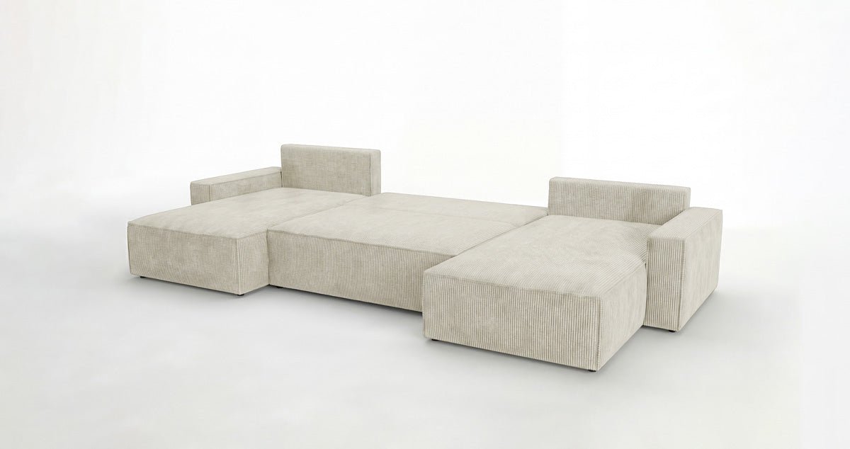 Designer Sofa Vienna U mit Schlaffunktion und Stauraum in Cord