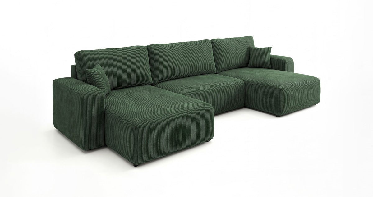 Designer Sofa Noma U mit Schlaffunktion und Stauraum in Cord