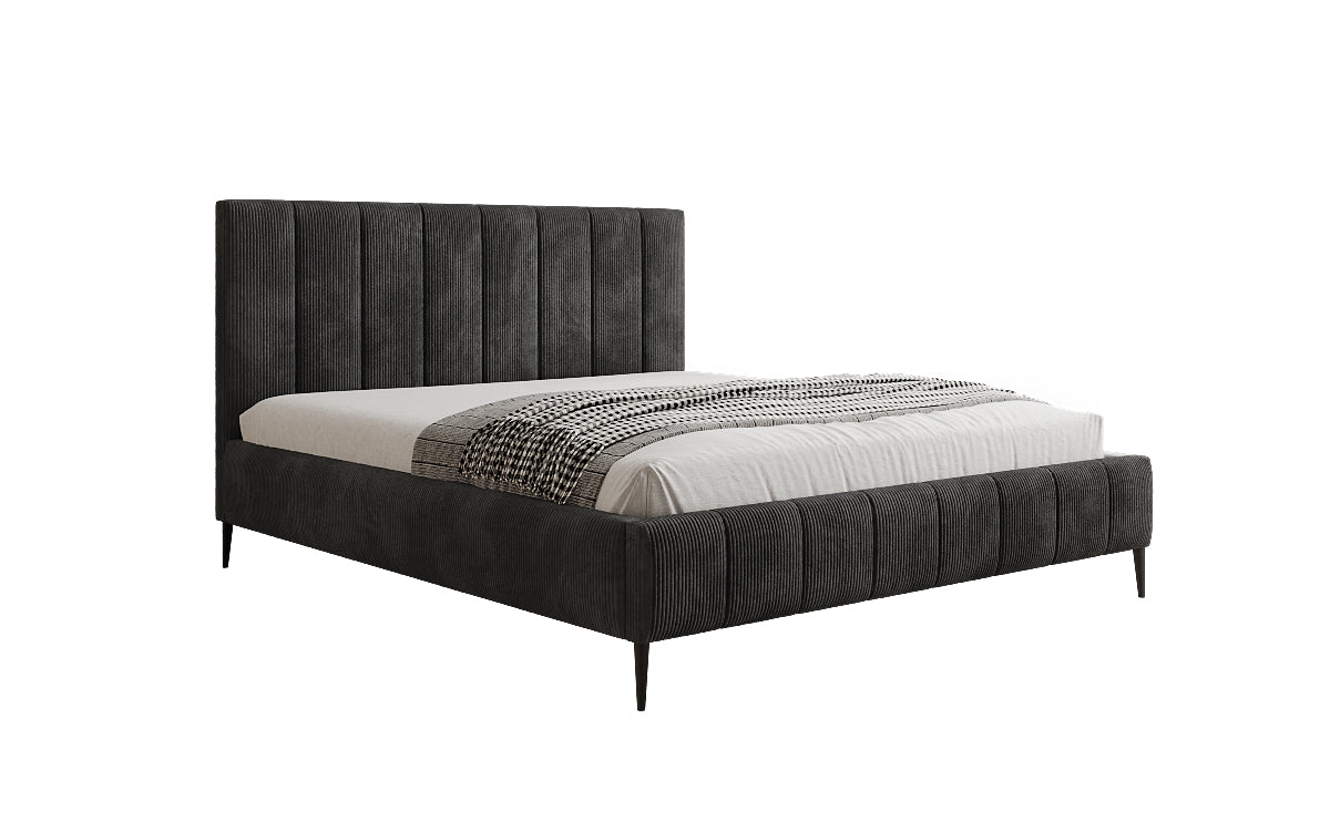 Designer Polsterbett Astrid in Cord mit Stauraum