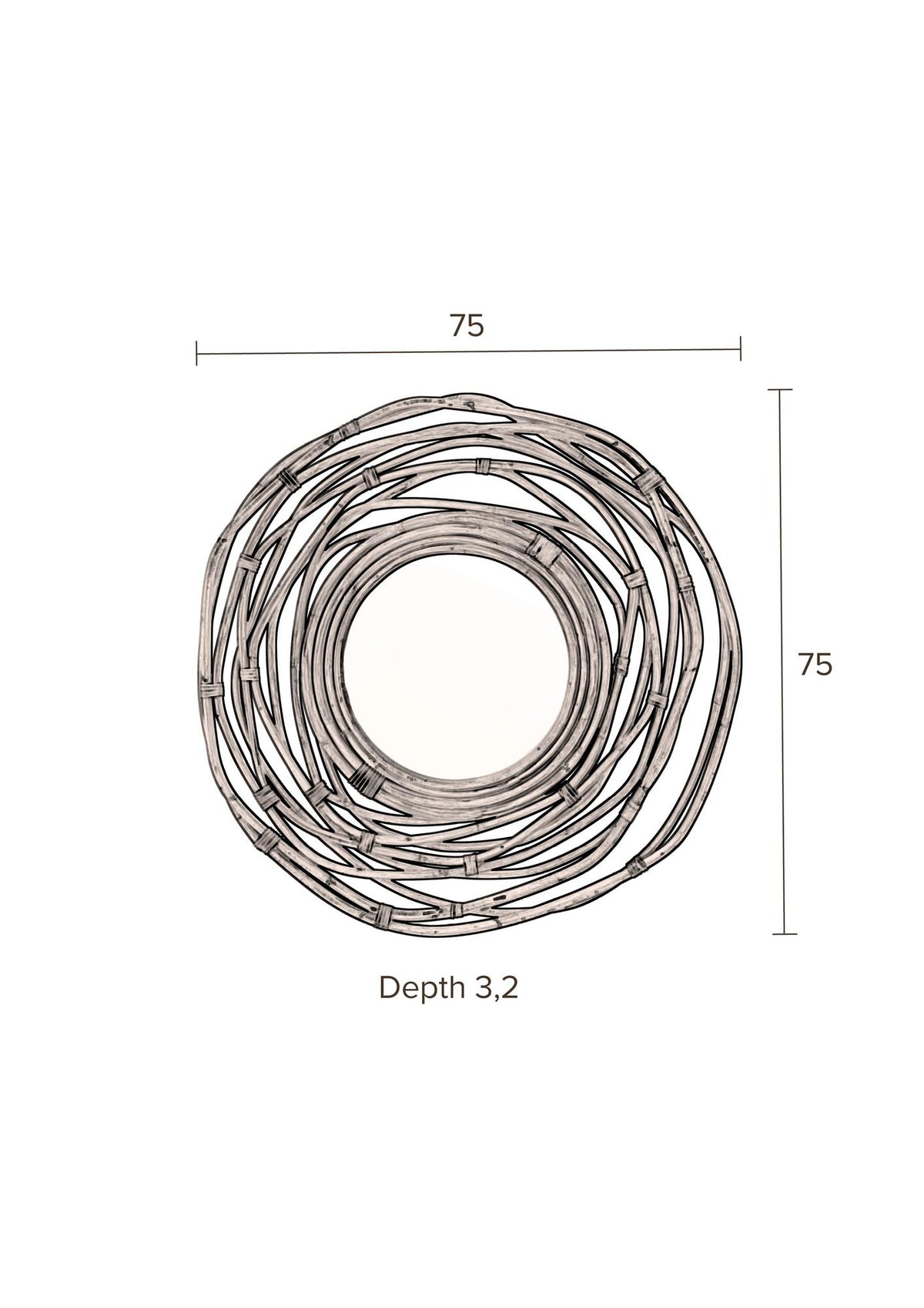 Spiegel Aluno – aus Rattan in Braun