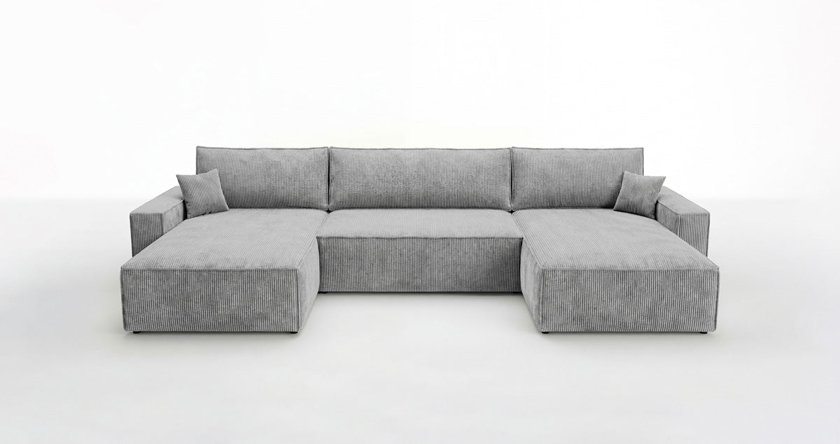 Designer Sofa Vienna U mit Schlaffunktion und Stauraum in Cord