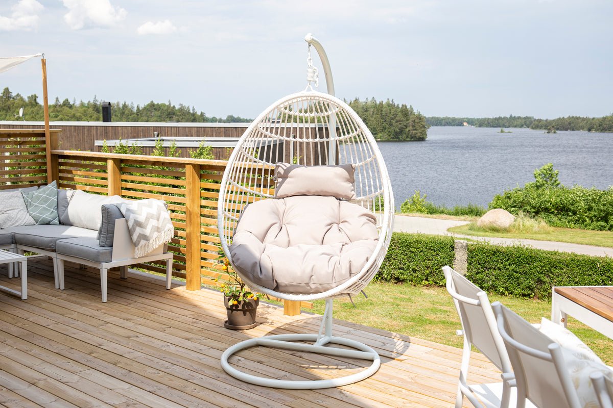 Garten Hängesessel Vegas - aus Rattan/Metall in Weiß