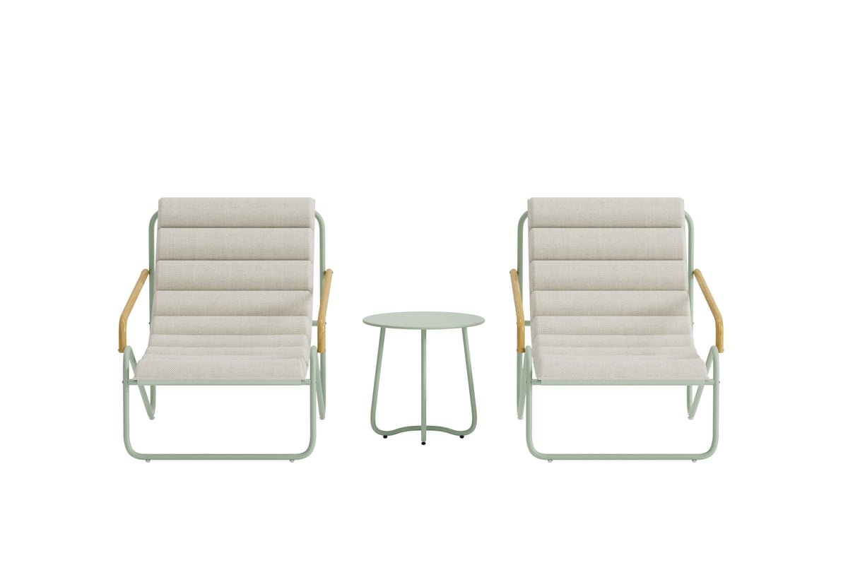 Garten Loungeset Levara – 3-teiliges Set mit rundem Tisch und Stühlen aus Stahl