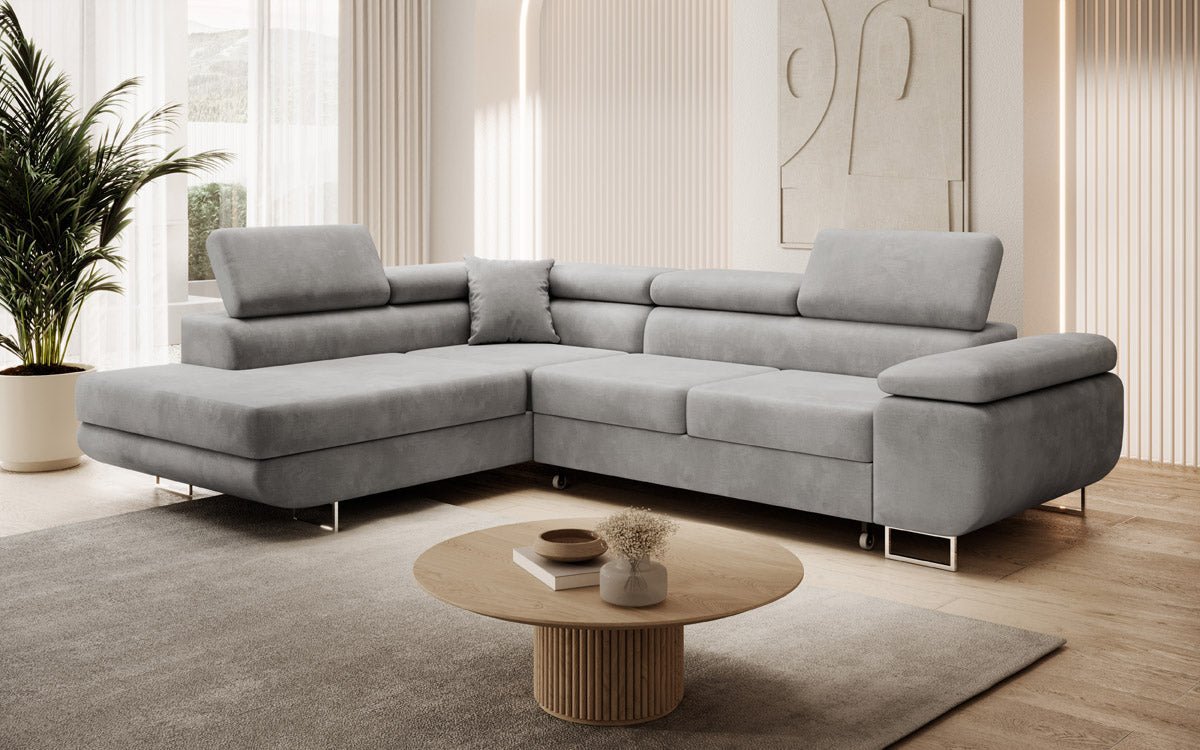 Designer Sofa Aston mit Schlaf- und Klappfunktion aus Samt