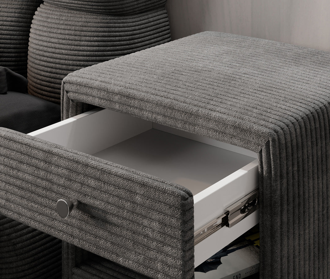 Designer Nachttisch Amy in Cord